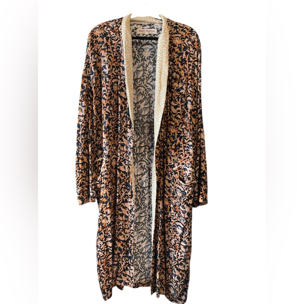 Free People Brown Trench Coat Leopard Print